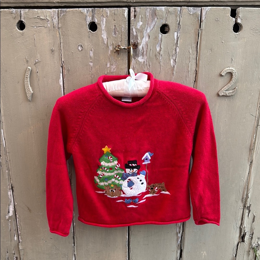 Red Christmas with Snowman and Tree